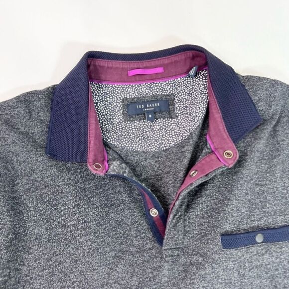 Ted Baker London Shirt Mens 2XL, Ted 6 Gray Chella Trim Fit Long Sleeve Collar - Picture 2 of 7